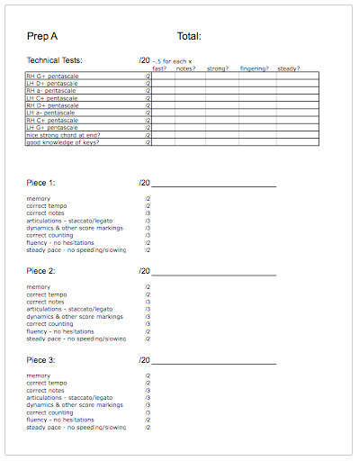 Exam Marking Sheets