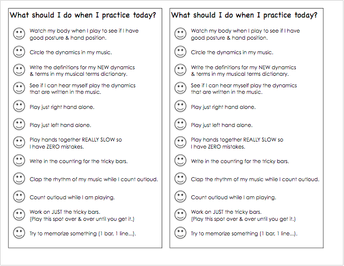 Piano Practice Chart